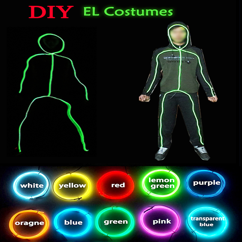 Diy Elektronik - コスプレマッチ棒人形コスチュームDIY光るコスチューム素材電子ライトダンスコスチュームELワイヤー素材セット