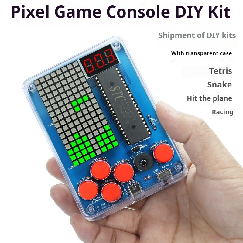 Diy Electronics Game - ピクセルゲーム機製作キット、51個のシングルチップテトリス部品、DIY溶接練習電子小型製作