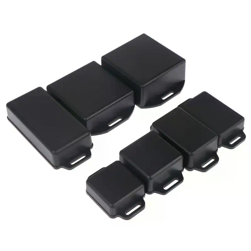 Diy Electronics Components - 黒色プラスチック電子プロジェクト筐体セット、複数サイズ、DIY回路部品保護用取り付け耳付き