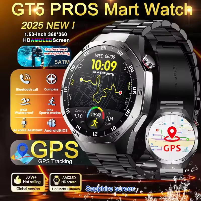 Diy Wearable Electronics - ラウンド型GPSスマートウォッチ 防水 Bluetooth通話対応 メンズ/レディース スマートウォッチ 健康管理