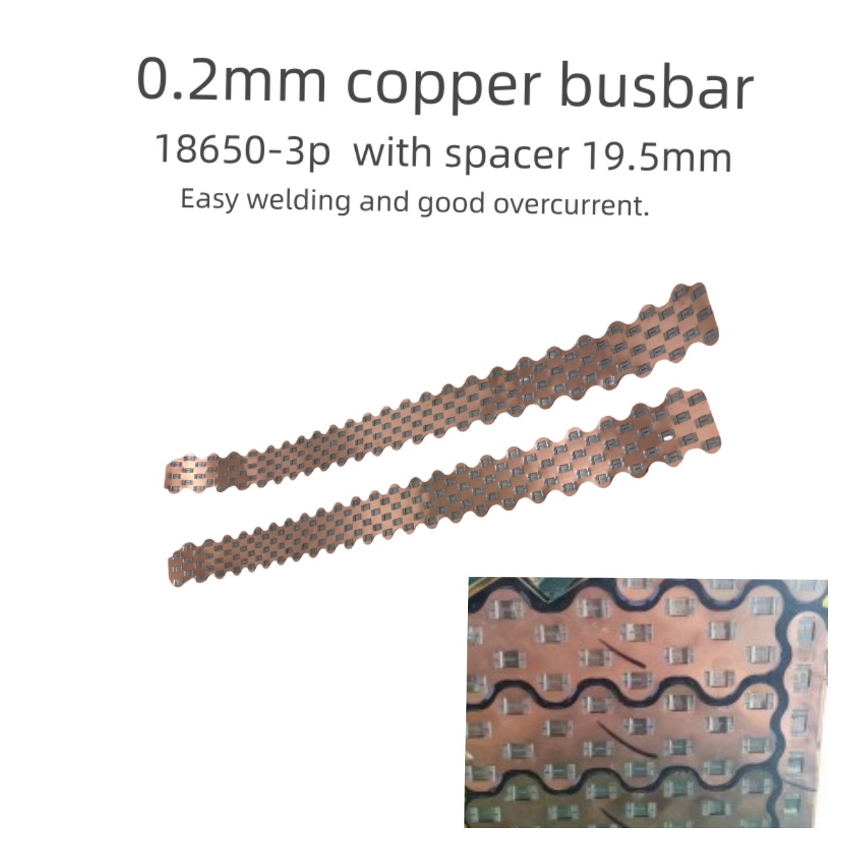 Diy Electronics Market - 18650-3P W スタイル銅バスバーバッテリーパックコネクタ 0.2mm 中心間隔 19.5mm