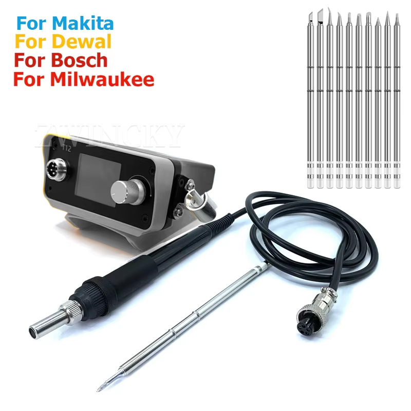 Diy Electronics Gadget - コードレスはんだごてステーション Dewaltt/Makita/Milwaukee/Bosch対応、18V 20Vバッテリー ワイヤレスポータブルDIY T12溶接ステーション