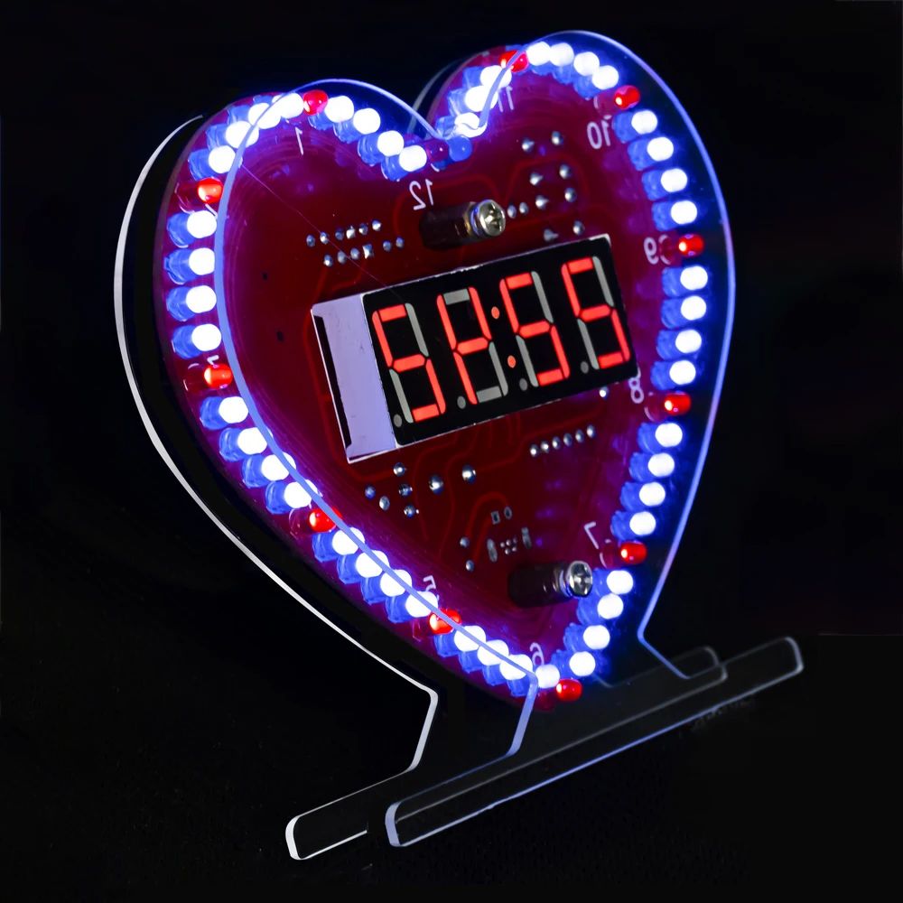 Diy Electronics Repair Kit - DIY 電子キット多機能ハート型 LED 時計 4 桁デジタル管ディスプレイ