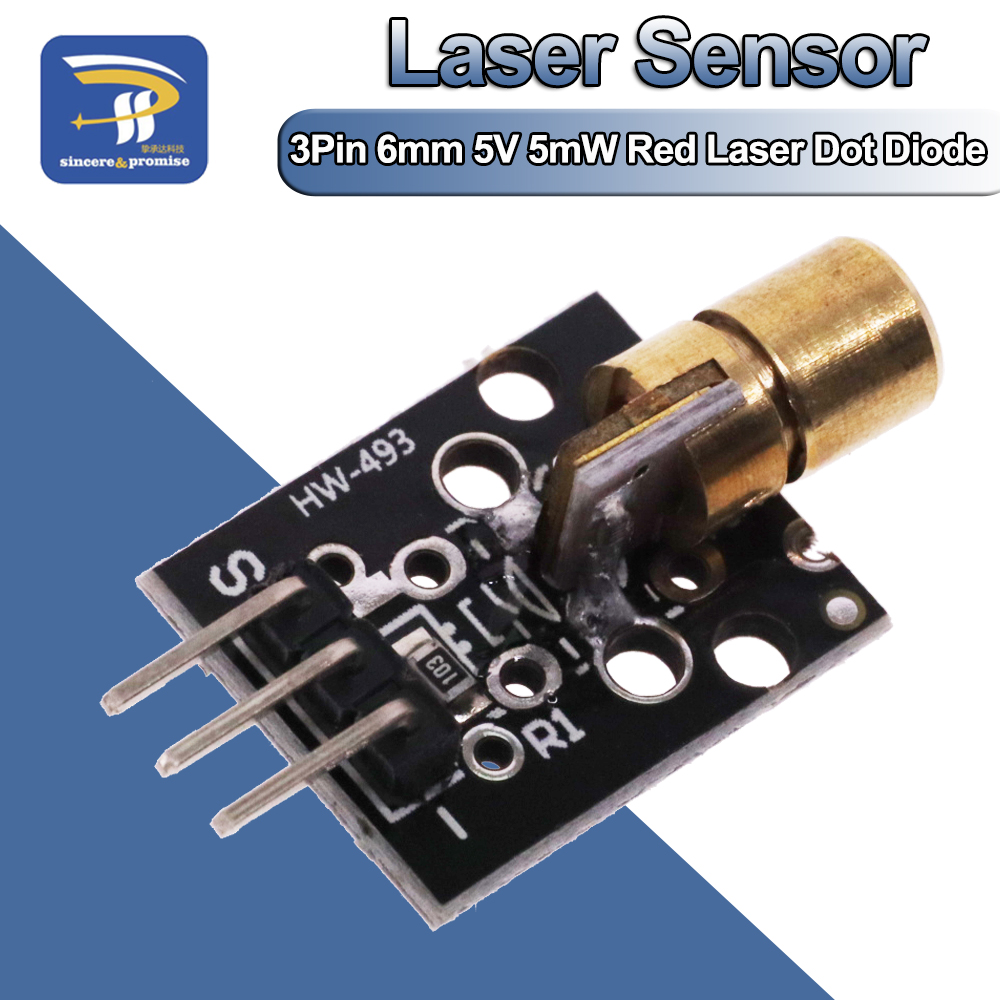 Diy Lightsaber Electronics - レーザーセンサーモジュール,KY-008 650nm,3ピン,6mm,5v,5mw,赤色レーザードット,銅チップ,arduinoキット用,diy