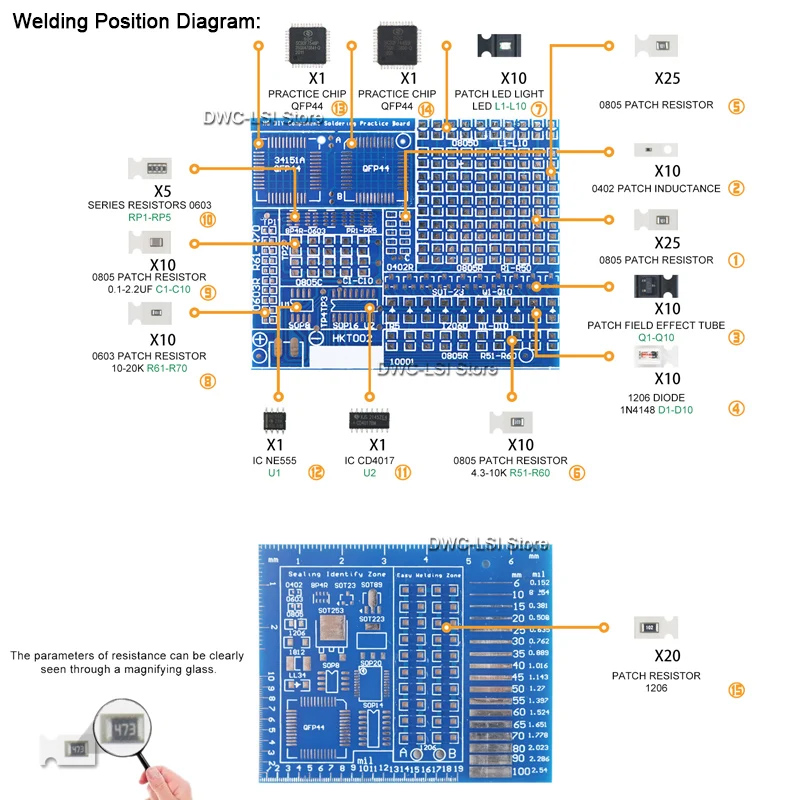 SMD/SMT コンポーネント はんだ付け練習ボード 電子プ - Diy Electronics Repair Kit のレビューと価格