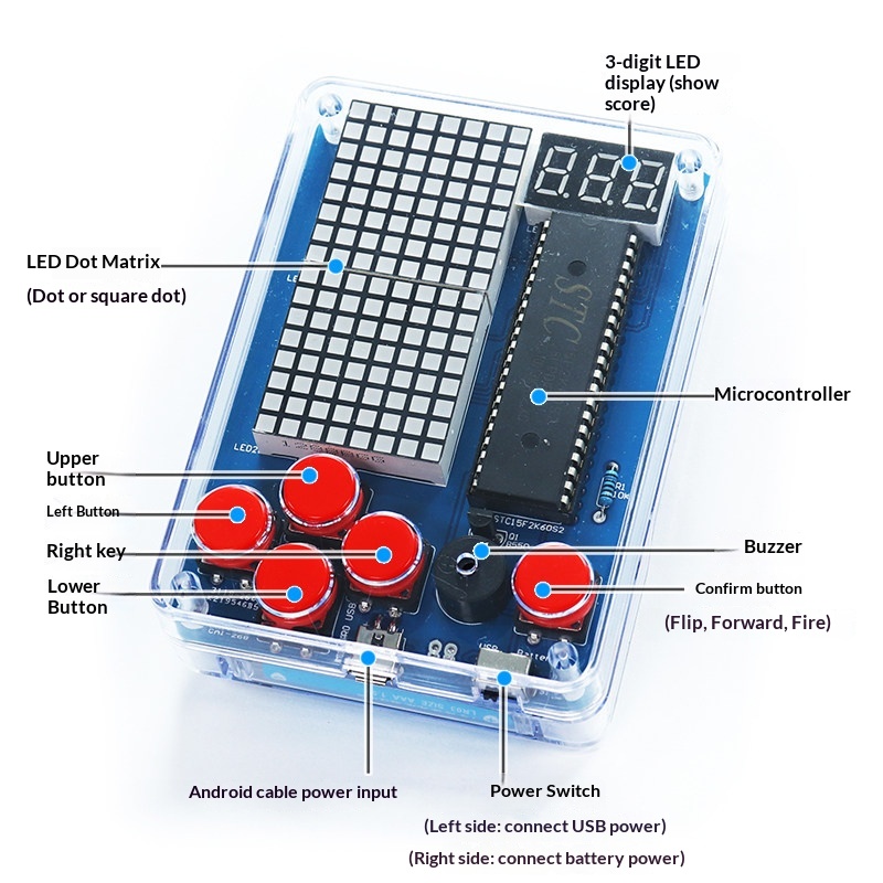 ピクセルゲーム機製作キット、51個のシングルチップテトリス部 - Diy Electronics Game のレビューと価格