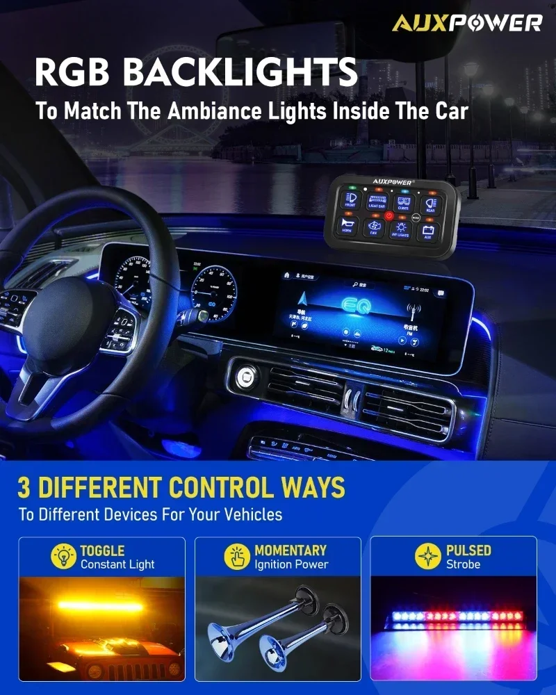 RGBライトオン/オフスイッチパネル、ユニバーサル電子電源リ - Diy Marine Electronics のレビューと価格