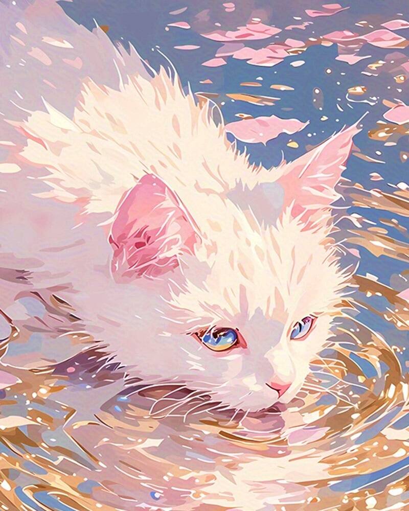 デジタル油絵 猫 手描きキャンバス絵画 子猫 数字で描く動物 - Diy Elektronik のレビューと価格